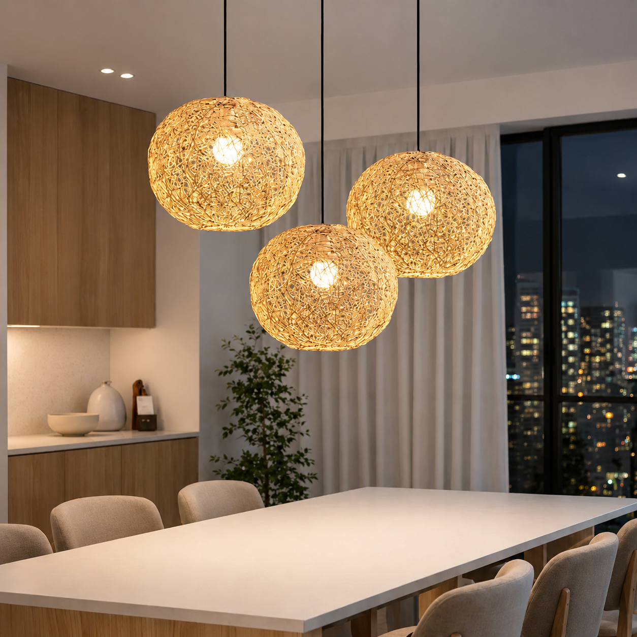 Suspension rotin & bambou design sphérique | Luciano