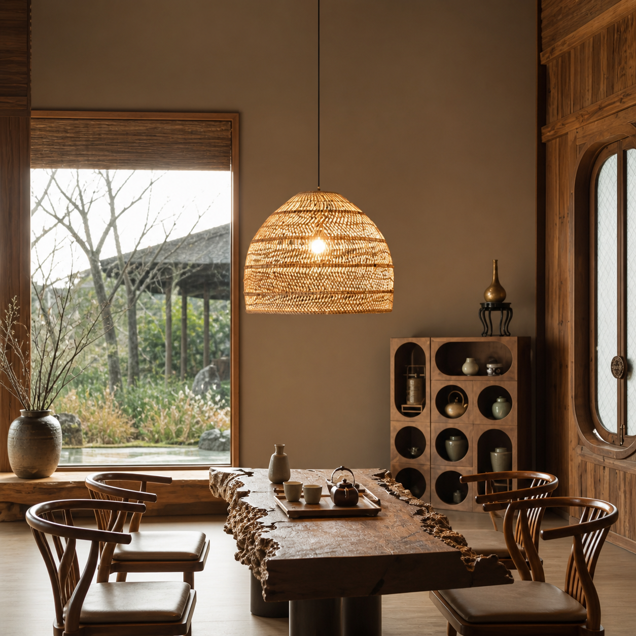 Suspension bambou naturel design nordique Ø 25 cm | Luxuria