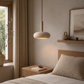 Suspension moderne en travertin & bois | Travert