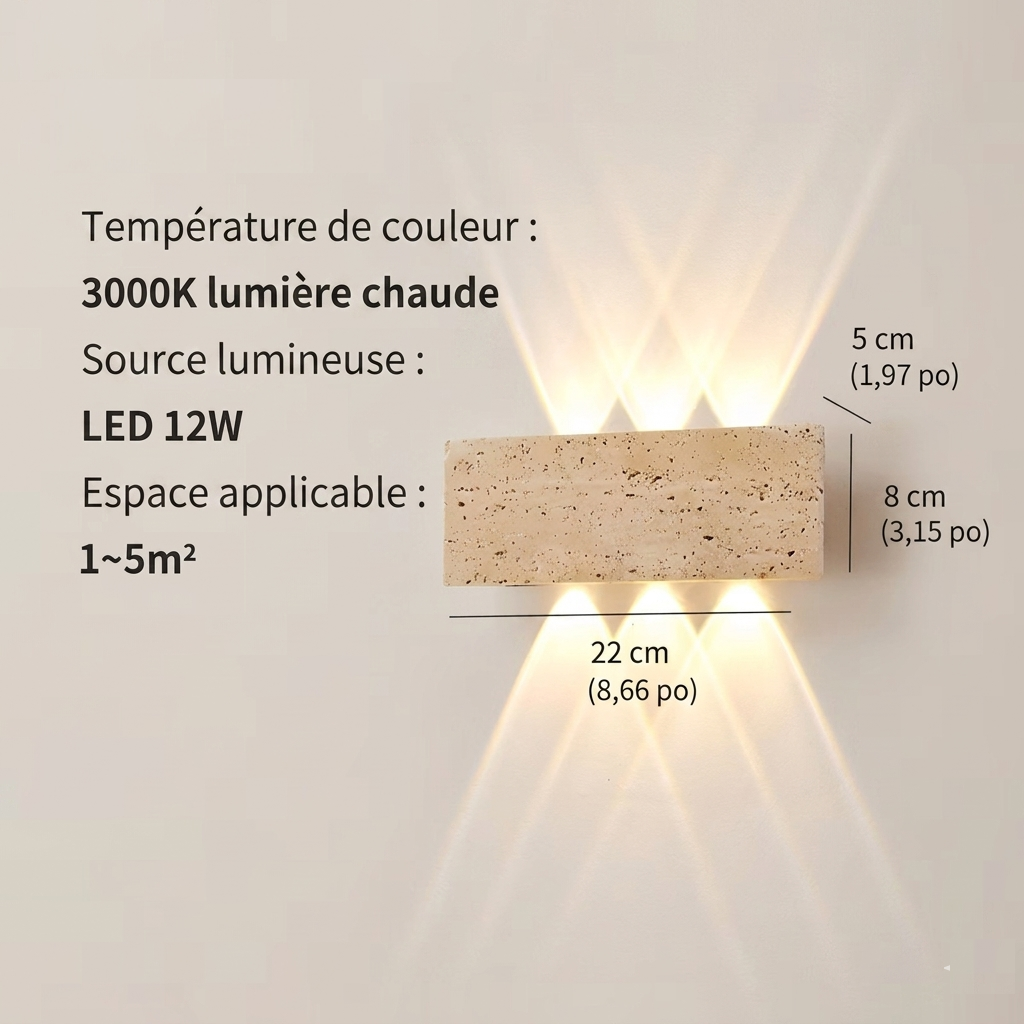Applique murale Travertin design à LED | Mureloa