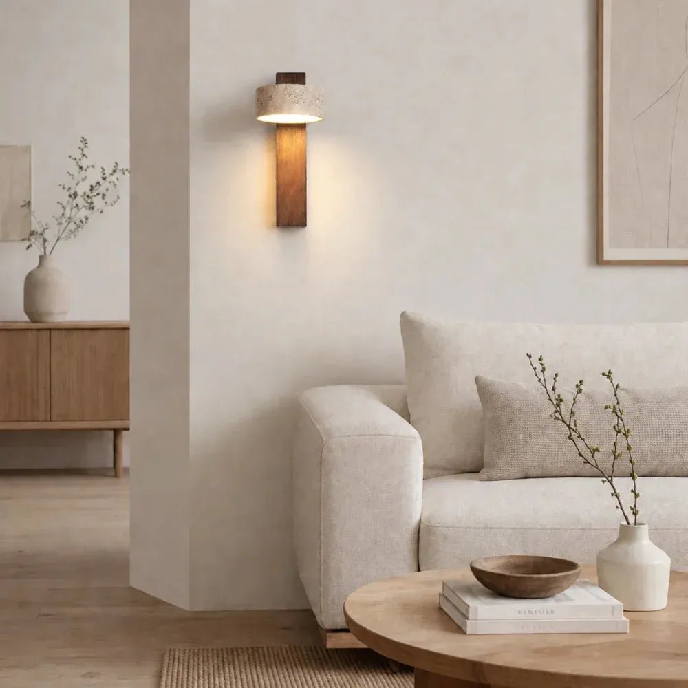 Applique murale design en bois & travertin | Vurami - LuminaSeat