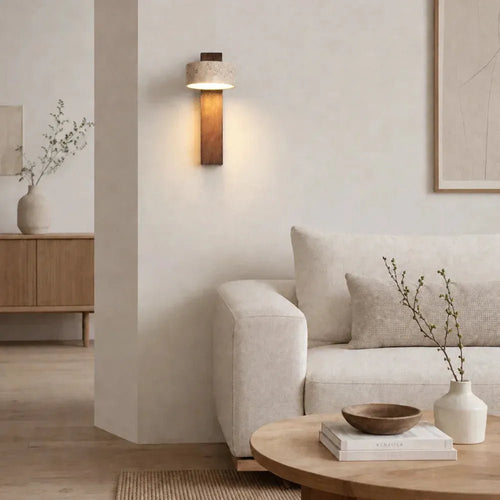 Applique murale design en bois & travertin | Vurami - LuminaSeat
