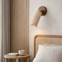 Applique murale design en travertin & bois | Ima - LuminaSeat