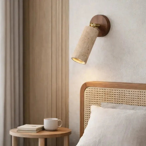 Applique murale design en travertin & bois | Ima - LuminaSeat