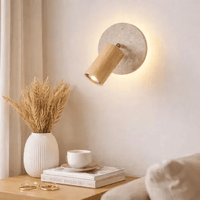 Applique murale design en travertin & bois | Velmo - LuminaSeat