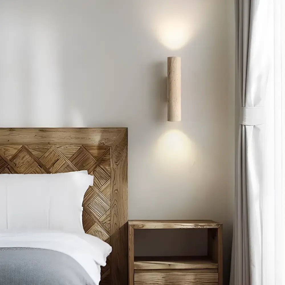 Applique murale design minimaliste en travertin & bois | Wlenk - LuminaSeat