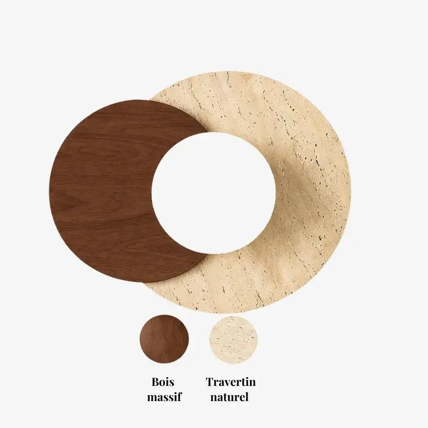 Applique murale design scandinave en travertin & bois | Ruijel - LuminaSeat