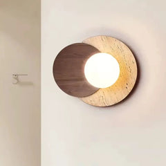 Applique murale design scandinave en travertin & bois | Ruijel - LuminaSeat