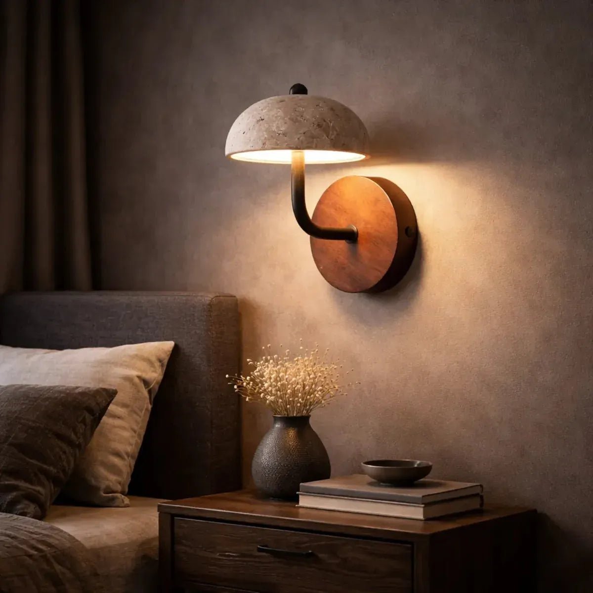 Applique murale design travertin & bois | Champino - LuminaSeat