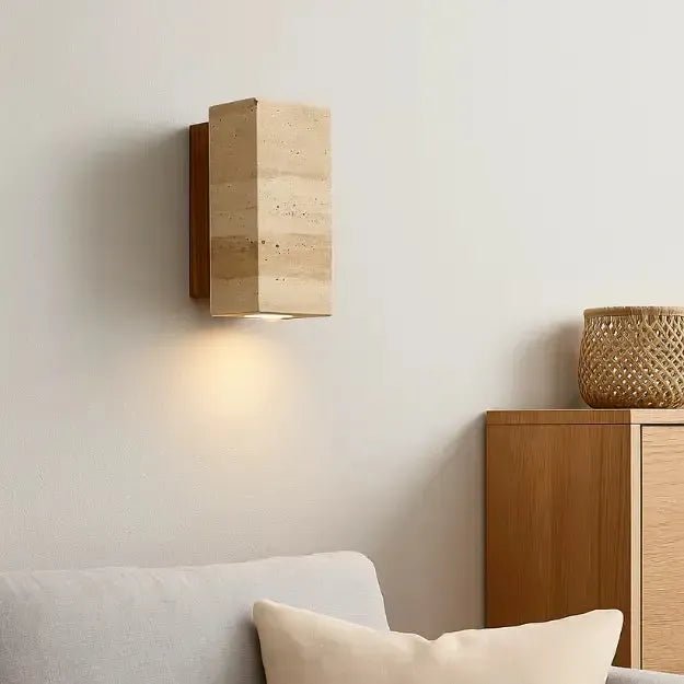 Applique murale moderne en travertin & bois | Minia - LuminaSeat
