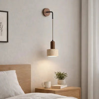 Applique murale scandinave en travertin & bois | Nelvik - LuminaSeat