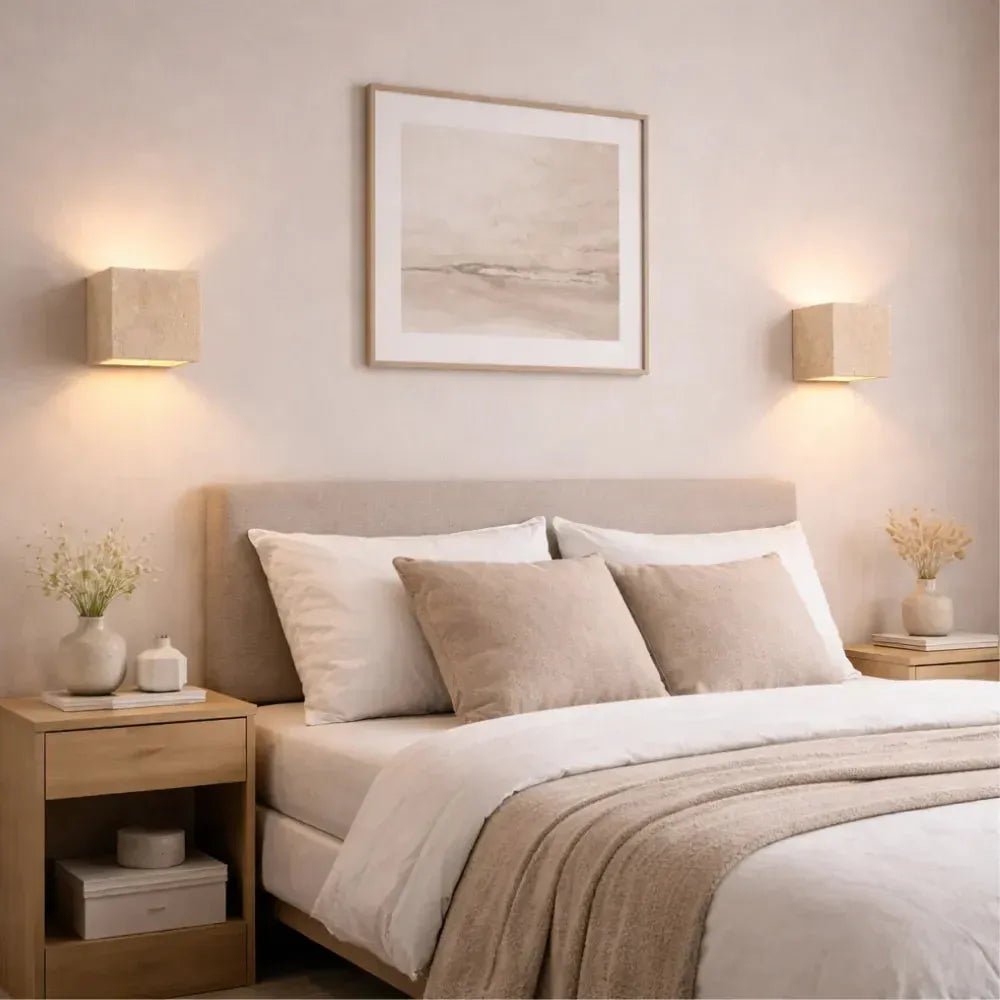 Applique Murale Scandinave en Travertin Naturel | Noveur - LuminaSeat