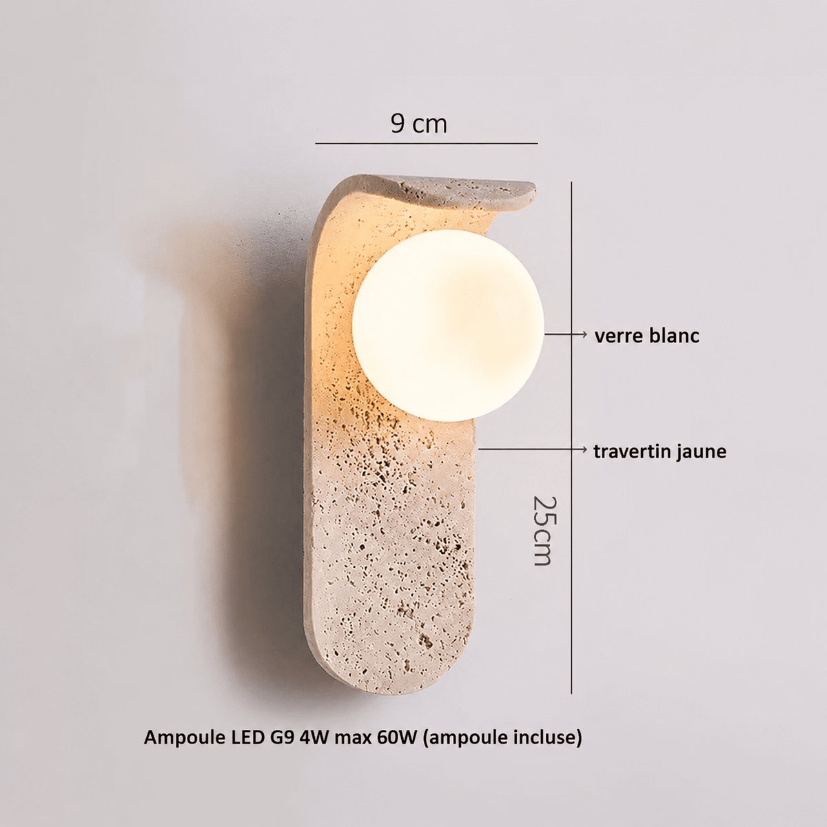 Applique murale scandinave en travertin | Nirxo - LuminaSeat
