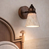 Applique murale travertin & Bois design scandinave | Mechio - LuminaSeat
