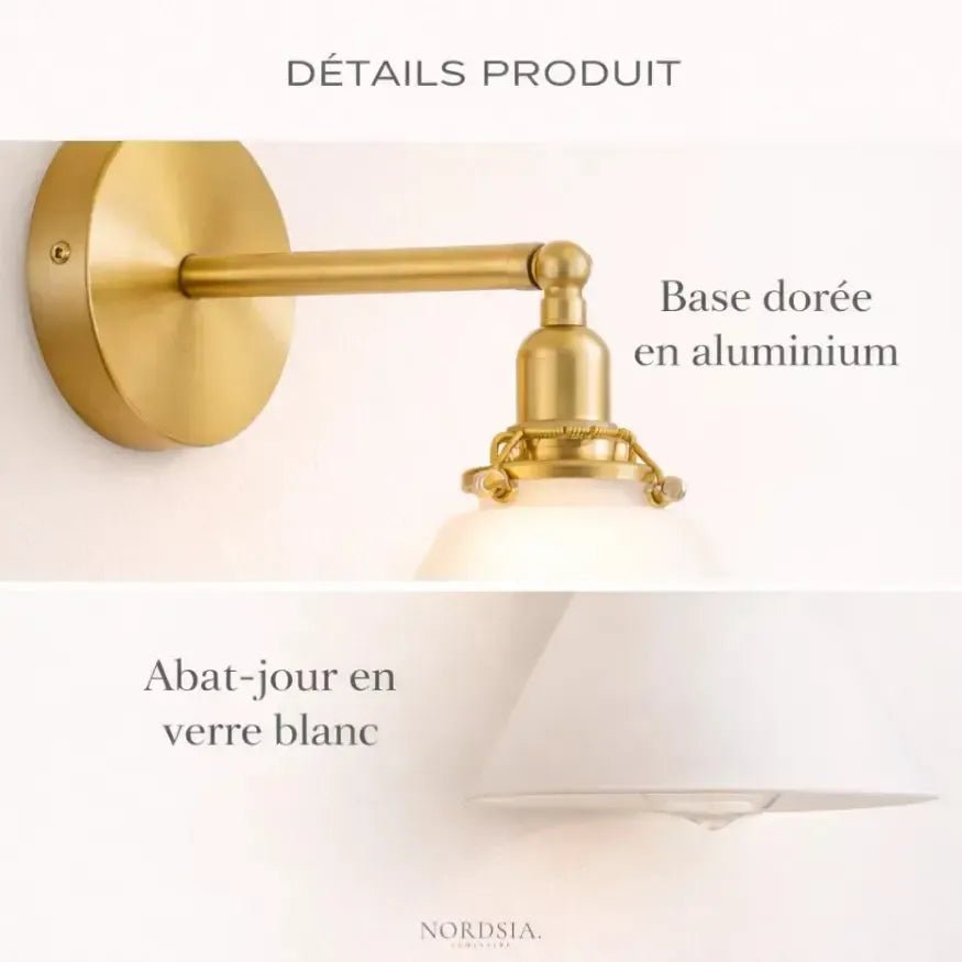 Applique murale vintage en verre blanc | Belinoa - LuminaSeat