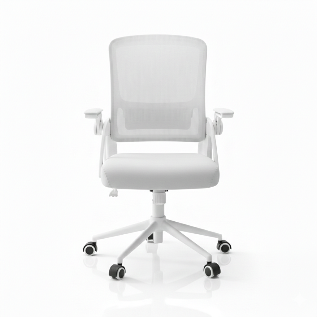 Fauteuil de bureau blanc moderne avec dossier en maille respirante