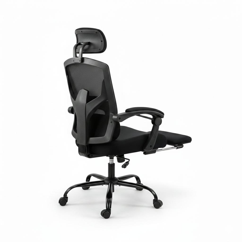 Siège de bureau ergonomique vue de dos montrant la structure renforcée