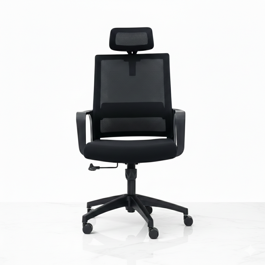 Fauteuil de bureau moderne noir avec dossier rectangulaire en maille
