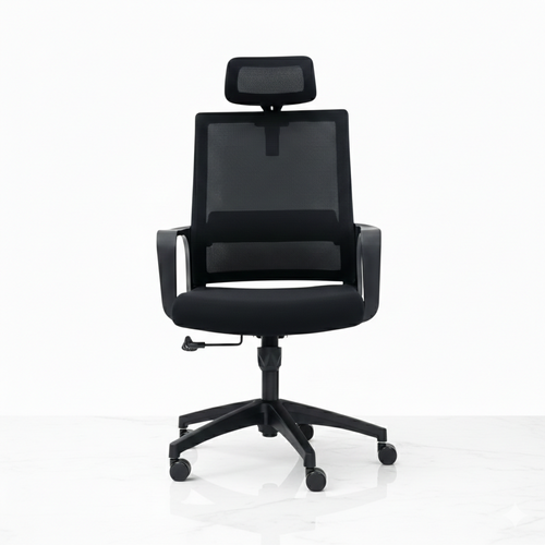 Fauteuil de bureau moderne noir avec dossier rectangulaire en maille