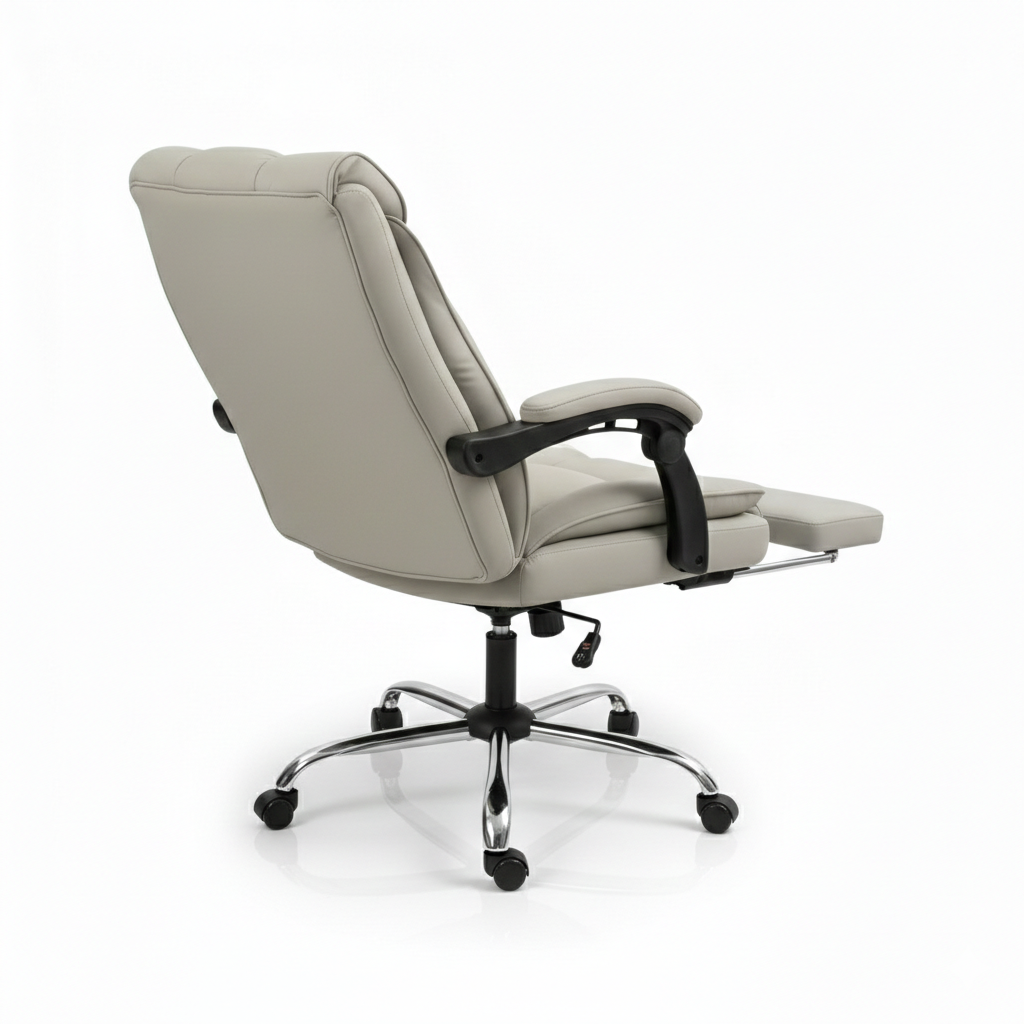 Siege de bureau ergonomique luxe vue de dos avec pied etoile chrome