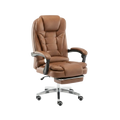 Fauteuil de direction en cuir marron camel avec repose-pieds et rembourrage haute densité