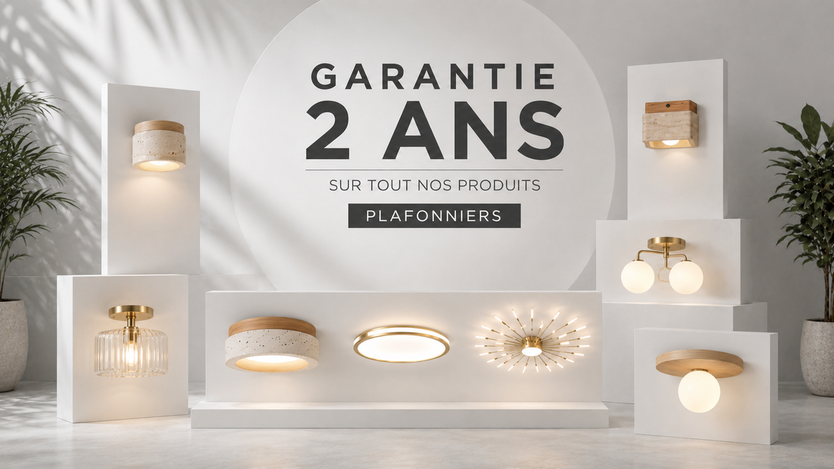 Garantie 2 ans sur les luminaires design LuminaSeat : appliques murales, plafonniers et lampes avec éclairage LED. Image