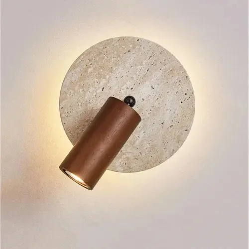 Applique murale design en travertin & bois | Velmo