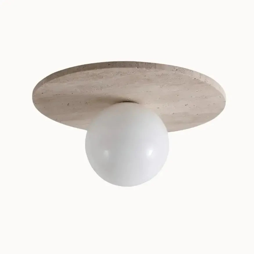 Plafonnier design scandinave en travertin & bois | Plati