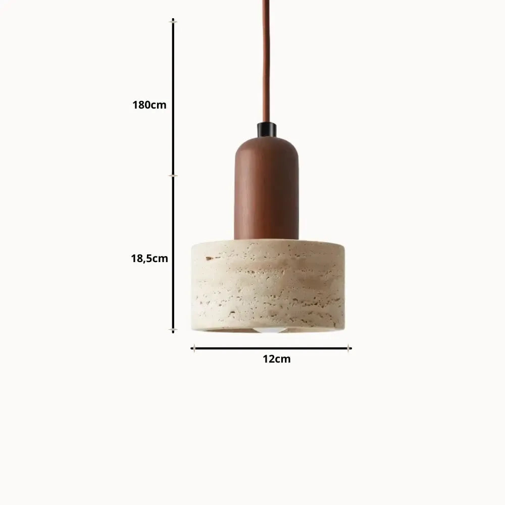 Suspension design épuré en pierre de travertin & bois | Gluoni