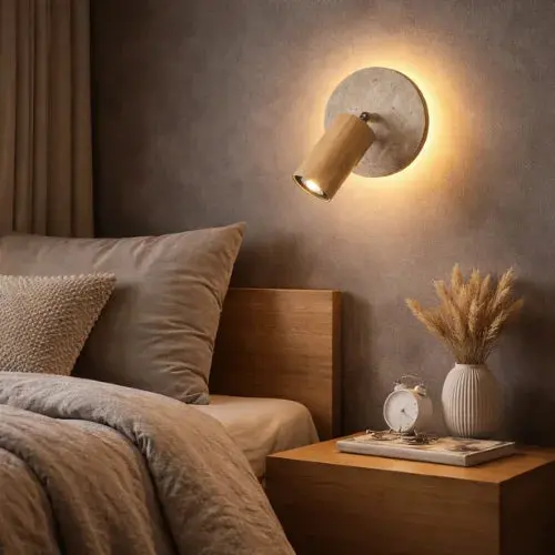 Applique murale design en travertin & bois | Velmo