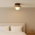 Plafonnier scandinave en travertin & bois | Tiorz