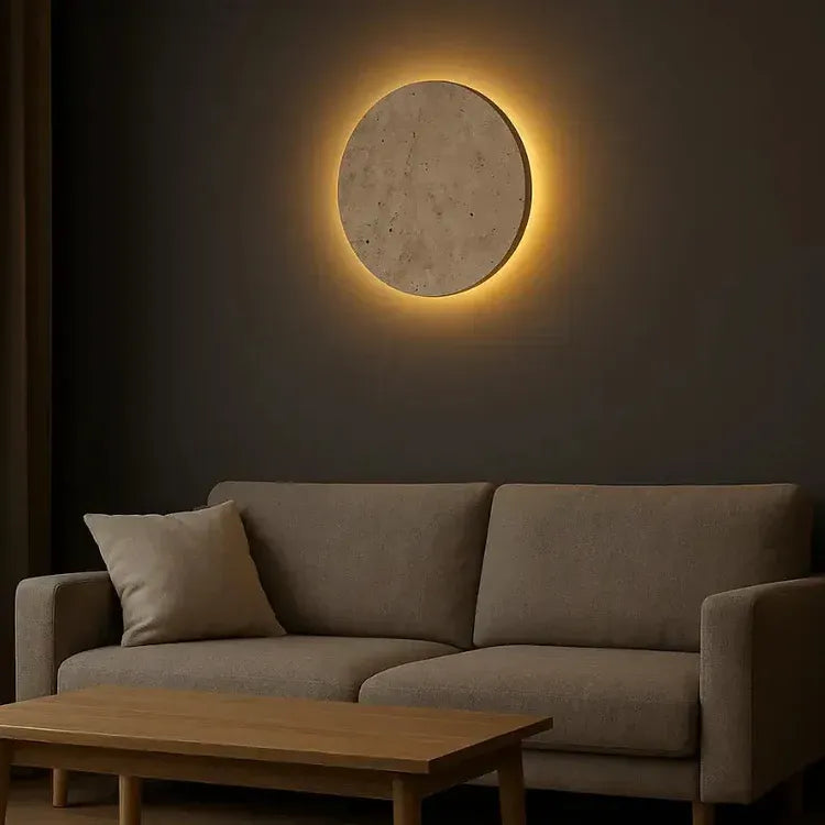 Applique murale LED en travertin authentique | Lunamo