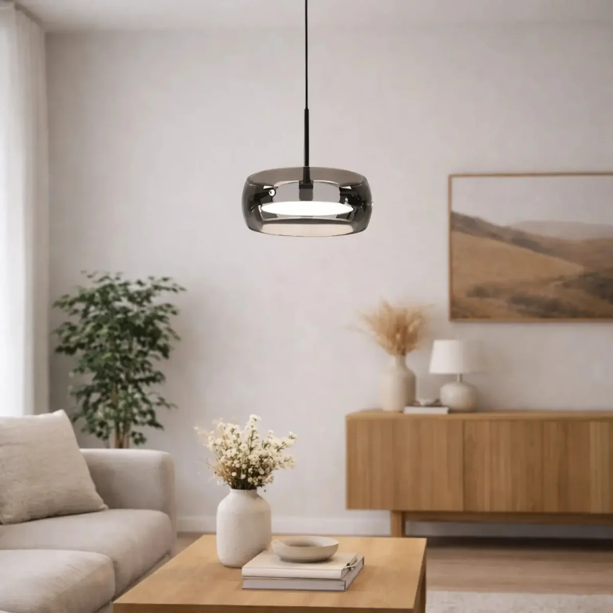 Suspension en verre fumé moderne Ø 20 cm | Lumino
