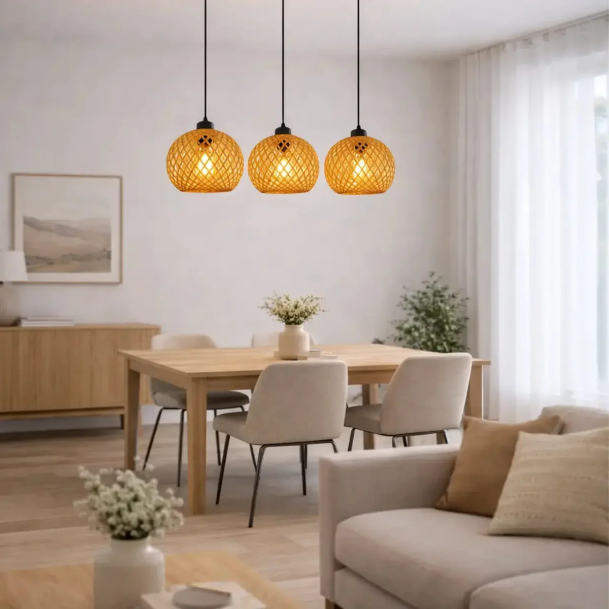 Suspension bambou design sphérique Ø 20 cm | balino