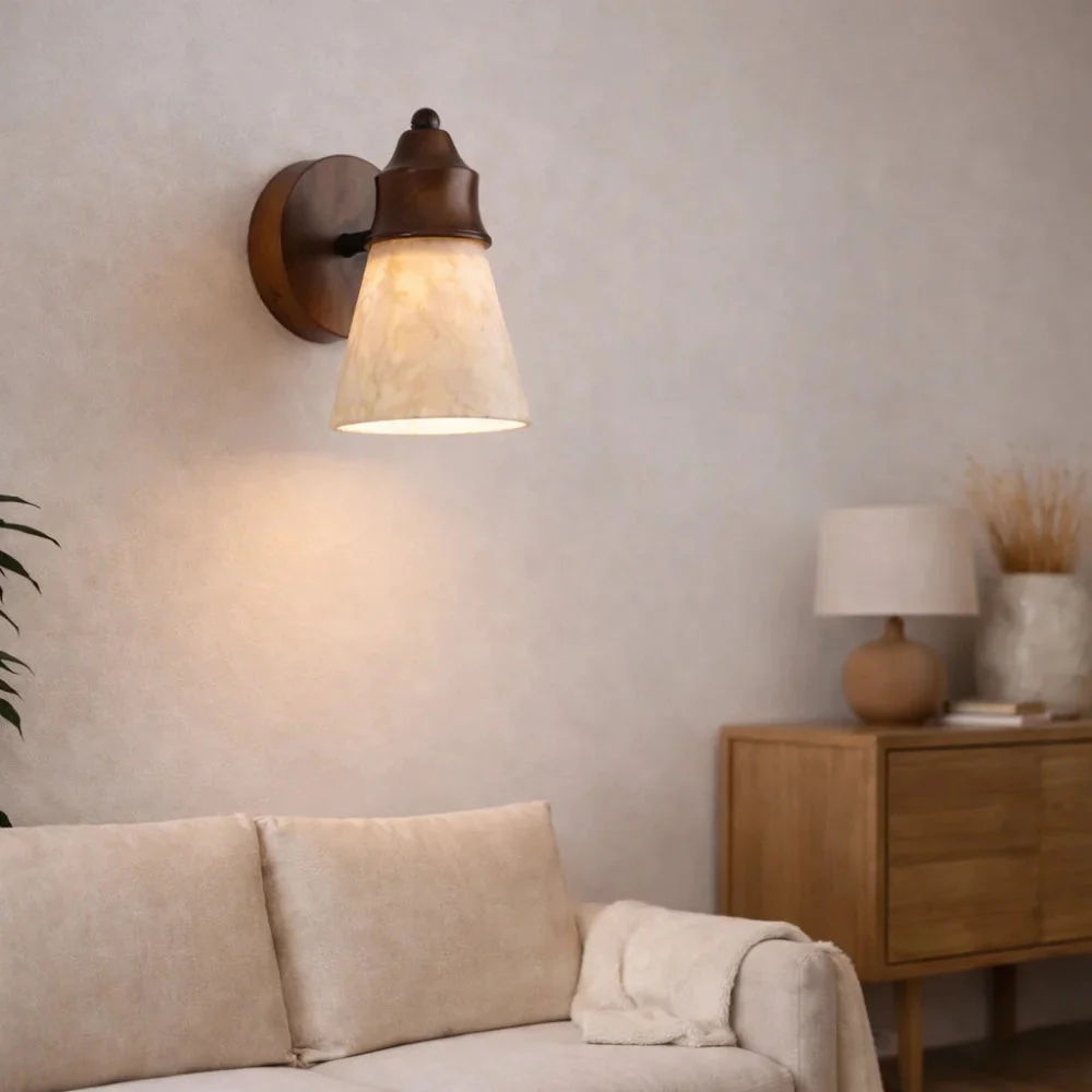 Applique murale travertin & Bois design scandinave | Mechio