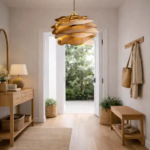 Suspension en bambou & bois naturel Ø 30 cm | Rosia