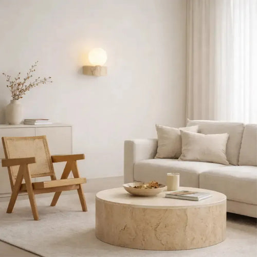 Applique murale design en travertin & verre | Paleia