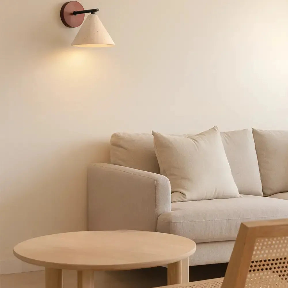 Applique murale design scandinave en travertin & bois | Ruali