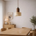 Suspension design épuré en pierre de travertin & bois | Gluoni