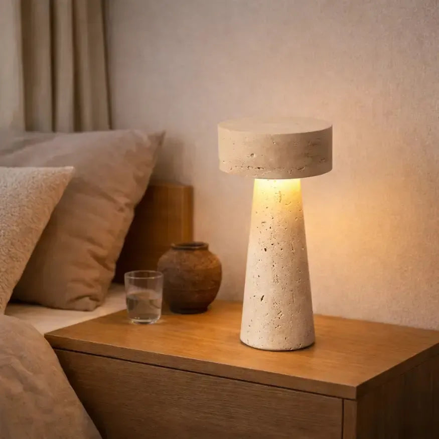 Lampe de chevet moderne à LED en travertin | Idrissi