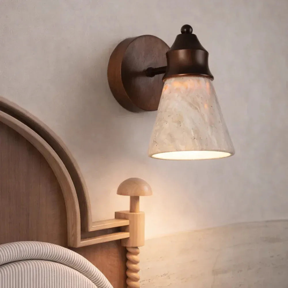Applique murale travertin & Bois design scandinave | Mechio