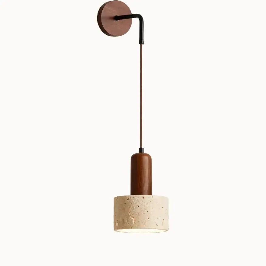 Applique murale scandinave en travertin & bois | Nelvik