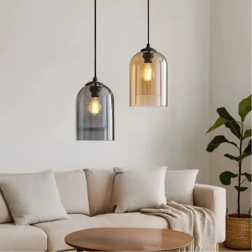 Suspension en verre fumé design épuré Ø 15 cm | Sulfine