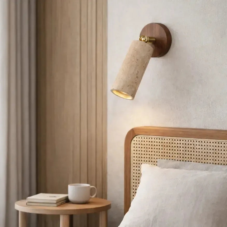 Applique murale design en travertin & bois | Ima