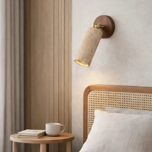 Applique murale design en travertin & bois | Ima