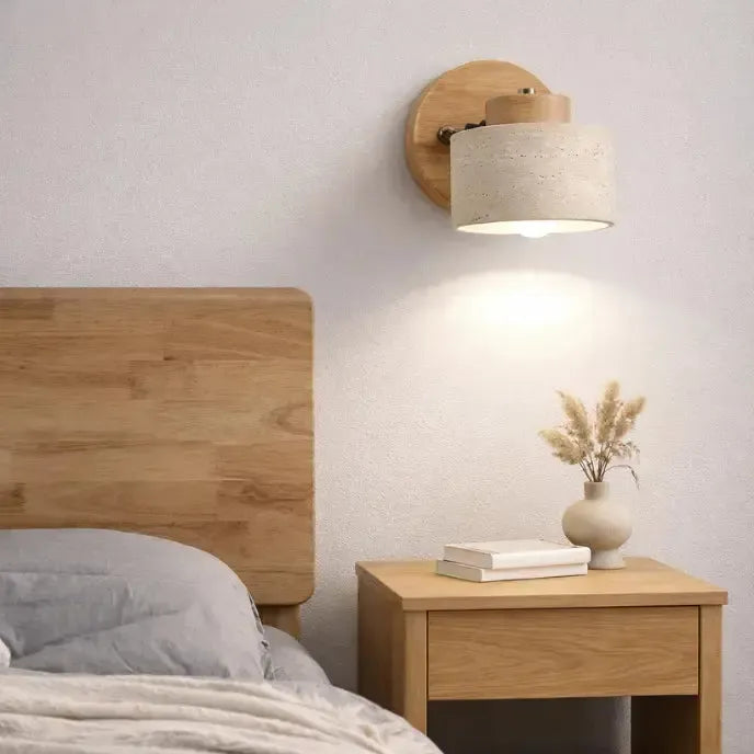 Applique murale scandinave en Travertin & Bois | Bivnex