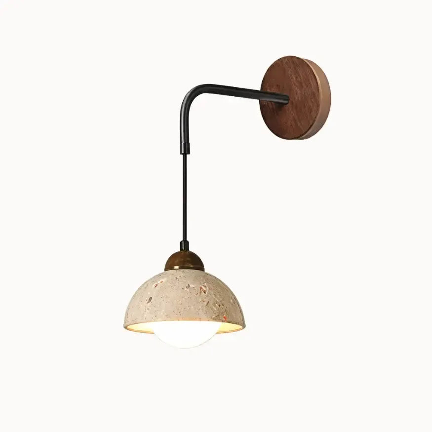 Applique murale moderne en travertin & bois | Peletta