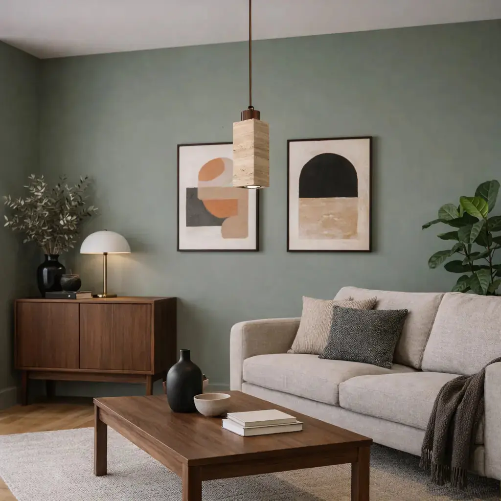 Suspension scandinave en travertin & bois | Niveoli