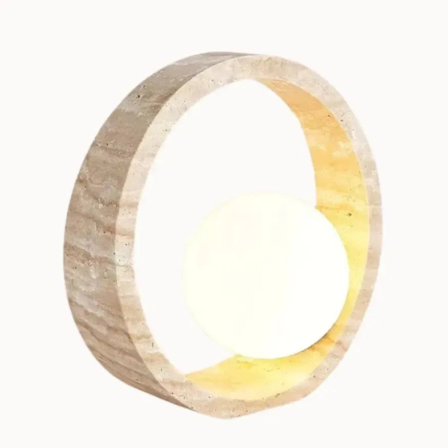 Lampe design sculptural en travertin naturel | Noctura
