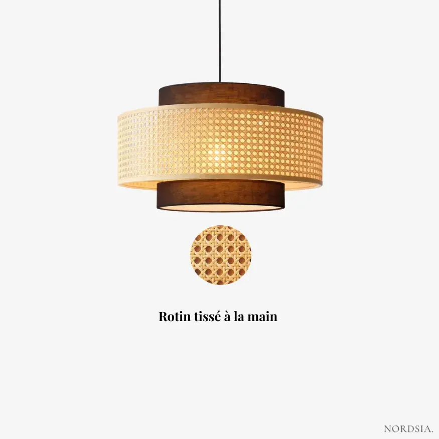 Suspension rotin naturel design nordique Ø 40 cm | Rilano